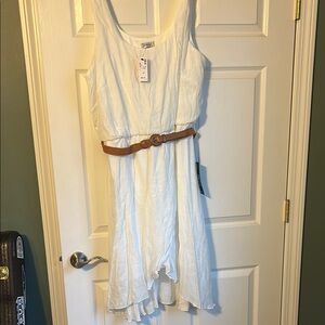 NWT! White Dress with Brown Belt